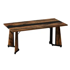 70.9'' Industrial Rustic Rectangular Dining Table with Metal Legs, Seats 6-8, Wood Table for Kitchen, Living Room