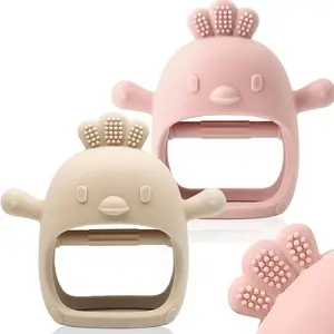 2 Pack Baby Teething Toy Silicone Mitten, Anti-Dropping Wrist Hand Teether, BPA-Free Chew Toys for Babies over 3 Months, Sucking Needs