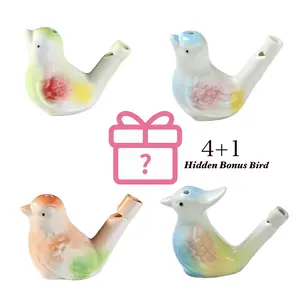 Ceramic Water Bird Whistle with Water Stress Relief Nature Sound for Adults Kids Fun Handmade Animal Ocarina Gift for Birthday Holiday Outdoor Play