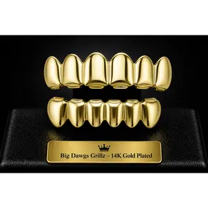 14K Gold Plated 6 Upper & 6 Lower Grillz Set Player