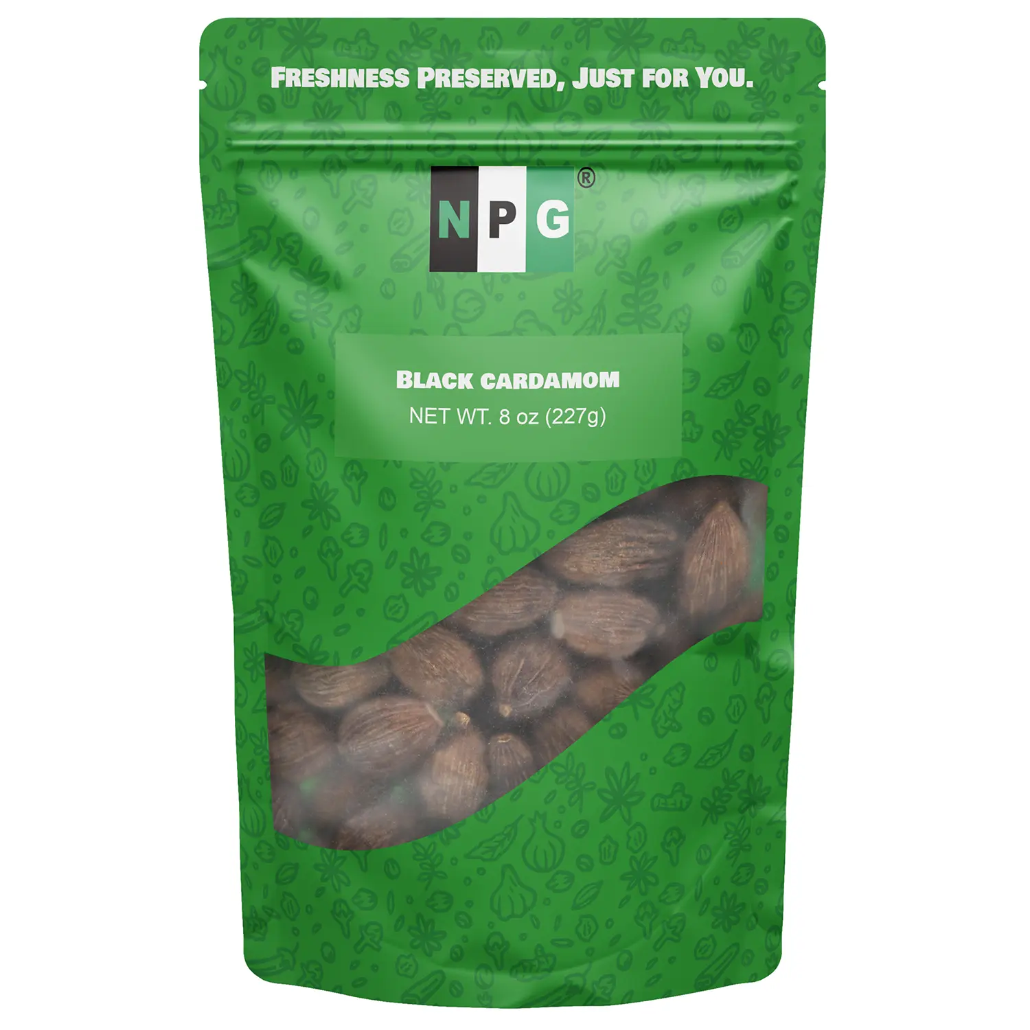 NPG Premium Black Cardamom Pods Whole (Tsao Ko/Cao Guo) 8 Ounces, Plump, Large, and Firm Brown Cardamom Seed Pods Snack