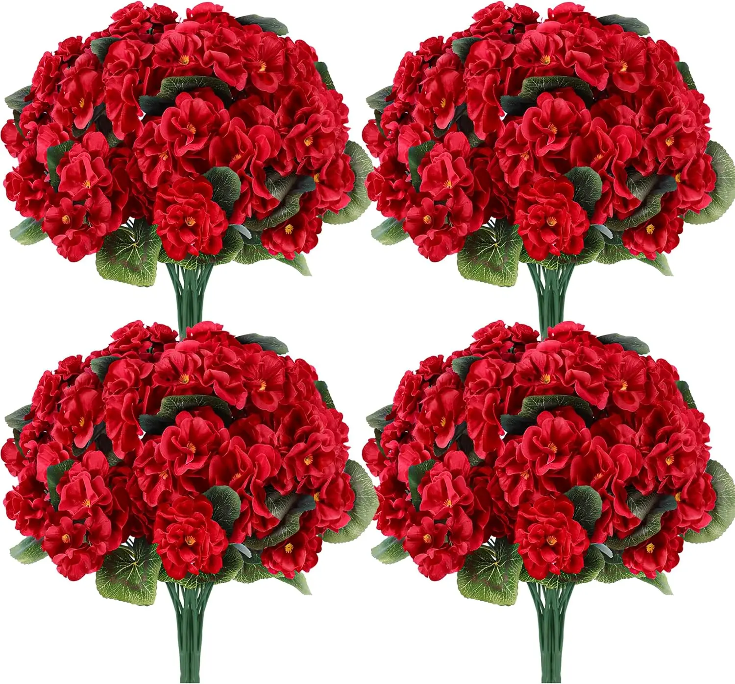 Der Rose 6-Pack Red UV-Resistant Artificial Geraniums - Washable, Waterproof Decorative Plastic Fake Greenery for Outdoors, Window, Patio Planters, Boxes | Summerwins Deals