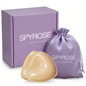 SPYROSE Women's Self-Adhesive Triangle Push Up Sticky Bra Inserts - Waterproof, Sweatproof, Reusable, Everyday Bra Accessories with Storage Bag, Instant Lift for Backless Dresses, Prom Outfits, Natural Look