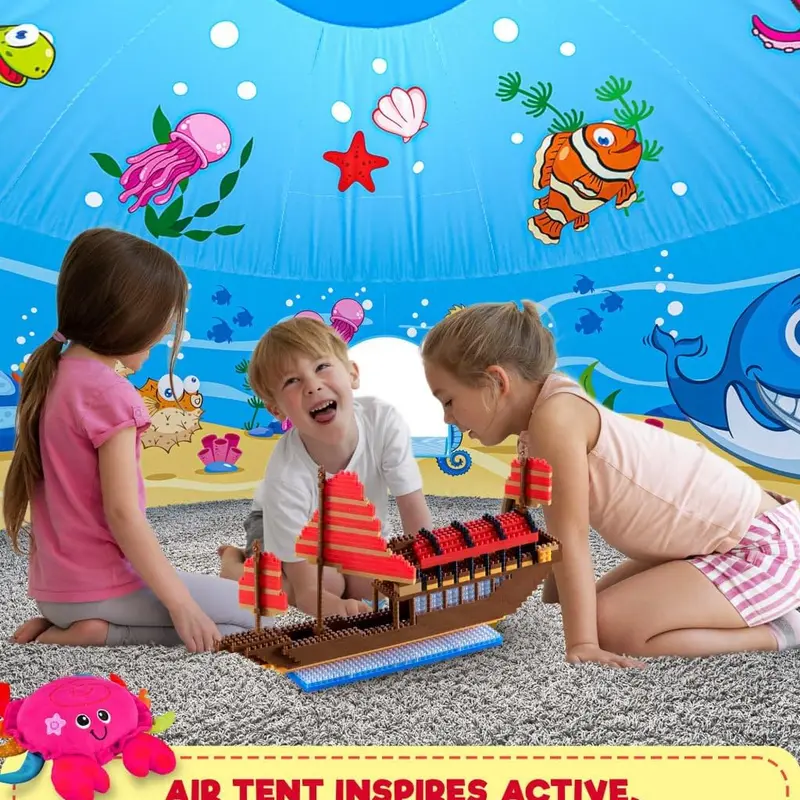 SKYWIN Air Tent Fort Playhouse for Kids -Inflatable Kids Fort Sets Up and Stores Away in Seconds kids tent toys play tent