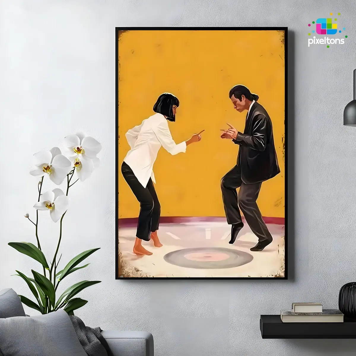 Pulp Fiction Movie Poster  Mia And Vincent Dance Scene Wall Art Tarantino Film Print Illustration Pop Art Home Decor|Frameless Poster