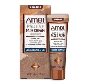 Ambi Even & Clear Advanced Fade Cream, Hydroquinone-free, Hyperpigmentation Treatment, Stubborn Dark Spot Corrector, Results In As Little As 2-3 Weeks, Niacinamide, Licorice Root Extract, PHA, 1 Fl Oz