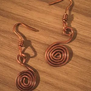 Handcrafted Copper Spiral Earrings - Unique Wire Wrapped Design for Boho Style Accessories