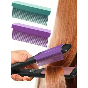 2pcs Ceramic Straightening Comb Tool, High-Temperature Styling Flat Iron Comb, Self-Adhesive Hair Straightener Attachments, Hair Styling Tool, Thermal Brush Straightener
