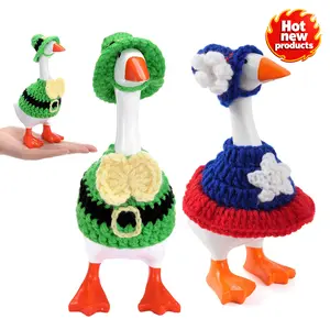 7 Inch Desk Goose Outfits Mini Desktop Goose Knitting Clothes Hats for Magnetic Geese Key Holder Holiday Decor