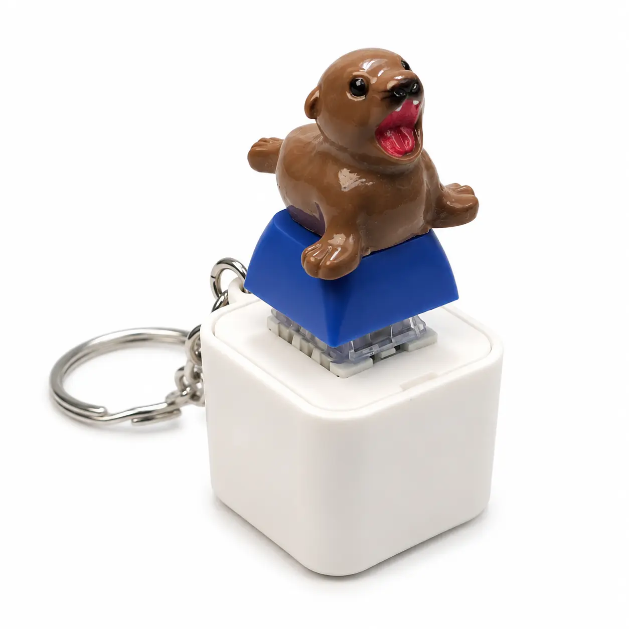 Unisex Funny Sea Lion Light-Up Fidget Keychain - Clicker Fidget Toy with Satisfying Press Button, Cute Animal Backpack Charm, Stress Relief Desk Gadget