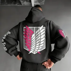 Oversized Casual Attack on Titan Anime Hoodie Men Women Wings Print 2025 Spring Autumn Pullover Sweatshirt Streetwear Fashion