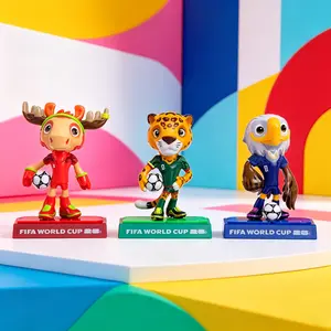 2026 FIFA World Cup Mascot 3Pcs Mini Figures Maple Zayu Clutch 6cm Sports Collectible Ornament Canada Mexico USA Host Game Mascot Doll Set Football Themed Desktop Decor Genuine Goods