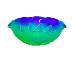 Vintage Uranium Green Hazel Atlas Diamond Arches Glass Bowl - 1930s