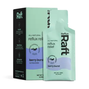 RefluxRaft | Berry Burst Acid Reflux Gel Therapy Travel Pack - Organic Alginate, Pregnancy Safe, LPR Support, Zero Sugar, Gluten-Free, Low Sodium, Berry Burst Flavor