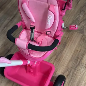 JMMD 6-in-1 3-Wheel Metal Frame Toddler Stroller Bike for 18 Months-5 Year Old Girls, with Adjustable Handle, Adjustable Seat, Harness, Removable Canopy, Grows with Toddlers, 3-Wheel Bikes