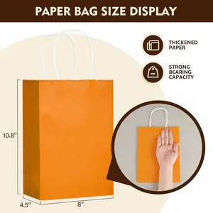24 Pack Small Gift Bags 5.8"×3.2"×8.25" Kraft Paper Bags with Handles (6 Colors)