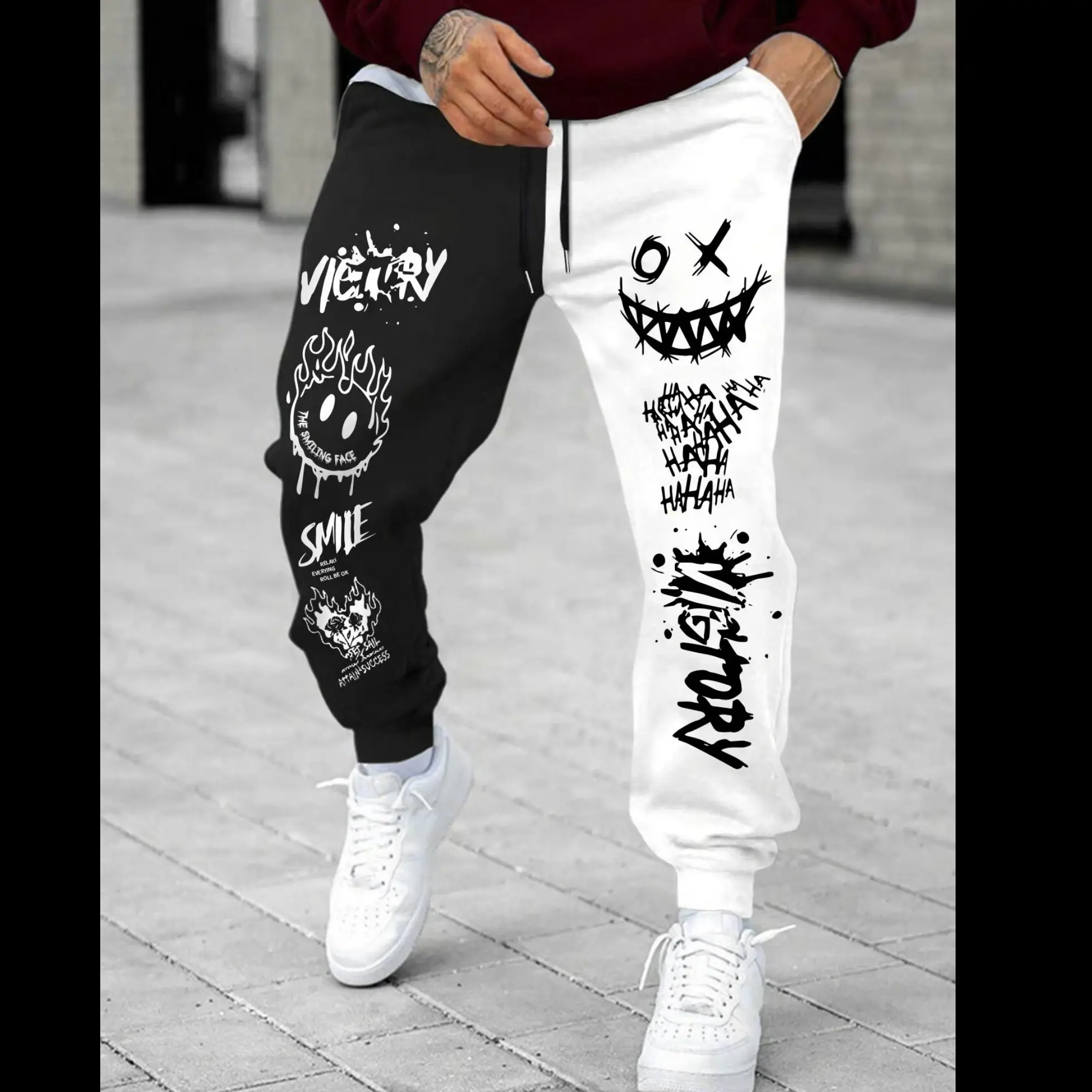 Savage. Men's Letter Print Drawstring Sweatpants Regular Fit Casual Comfy Pants for Daily Wear Men's Trousers for All Seasons New Year 2026