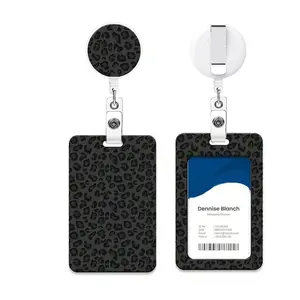 Cool Cheetah Print ID Badge Holder with Retractable Reel and Clip, Fun Work Badge Holder for Nurses Educators and Office Use, Perfect Gift for Healthcare and Office Staff