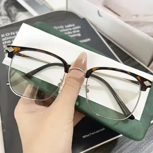 Ultralight Half Frame Retro Myopic Anti-blue Light Male Business Near Sight Glasses Vintage Square Women Short Sight Glasses