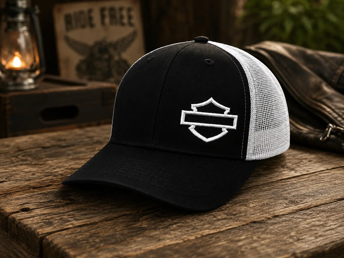 Barand Shield Inspired Trucker Hat, Black Mesh Snapback Cap, Motorcycle Rider Hat, Biker Gift for Men, Adjustable Trucker Cap