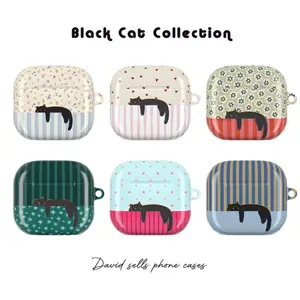 Cute Black Cat Airpod Case Collection | Stripes  - Cover for AirPods Pro 2 3 4. Gift. David sells phone cases Audio