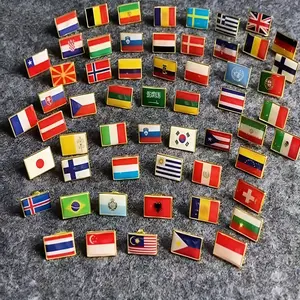 5-Piece Flag Pin Set, Wave Glue Design, Alloy Medal Pins, Suitable for Various Events, Festivals, Meetings, Suit Accessories