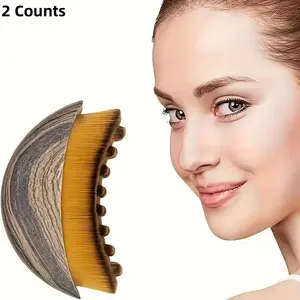 2 Counts Lymph Contour Facial & Body Brush, Ergonomic Design Soft Polyester Bristles, Precision Jawline & Neck Sculpting, Fragrance-Free, All Skin Types, Body Care Tool