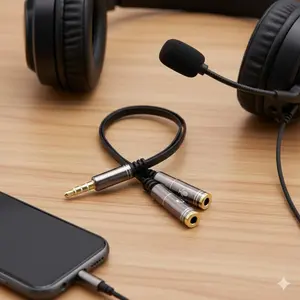 3.5mm Y Splitter Cable, Dual Headphone Adapter, Audio Sharing and Microphone Extension Aux Cord for Phones Tablets Laptops Music Gaming, Audio Equipment