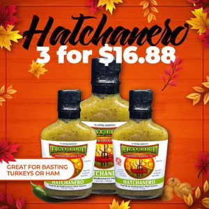 3 Pack Hatchanero Hot Sauce | Fire-Roasted Hatch Chile & Habanero | Gluten Free | Texas Craft | 6.5oz