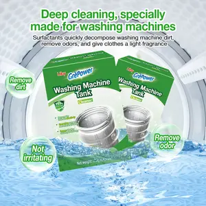 【liby】 Washing Machine Cleaner 125g x3 (375g Total) Antibacterial Descaler Powder Deep Cleaning for Front Load Top Load Washers Removes Stubborn Stains Odor Eliminator with Drum Brush Value Pack