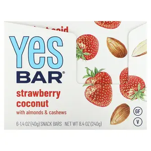 Yes Bar Snack Bar, Strawberry Coconut, 6 Bars, 1.4 oz (40 g) Each