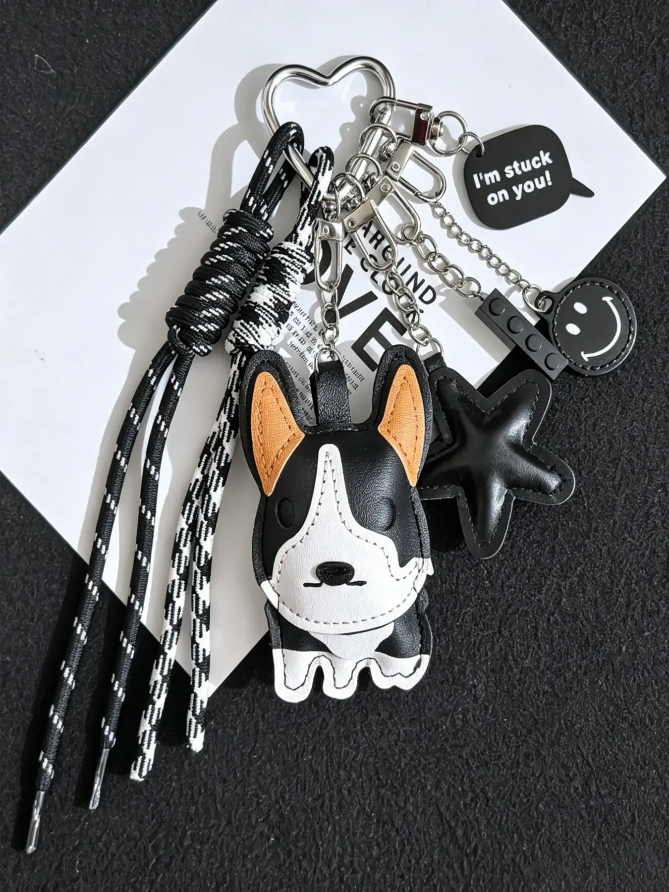 Cartoon Leather Puppy Bag Charm, Couple Corgi Doll Backpack Accessory, Cute Cartoon Dog Keychain, Y2K Style, Perfect for Bags and Backpacks