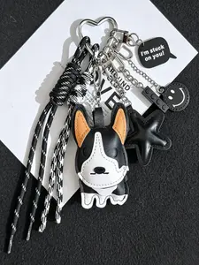 Cartoon Leather Puppy Bag Charm, Couple Corgi Doll Backpack Accessory, Cute Cartoon Dog Keychain, Y2K Style, Perfect for Bags and Backpacks