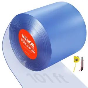 VEVOR Clear PVC Strip Curtain, 101 ft Length x 12 in Width, Plastic Door Strip Bulk Roll, Walk in Freezer Cooler Curtain Strips for Doorways of Supermarket, Garage, Warehouse, Barn, Pet Animal House