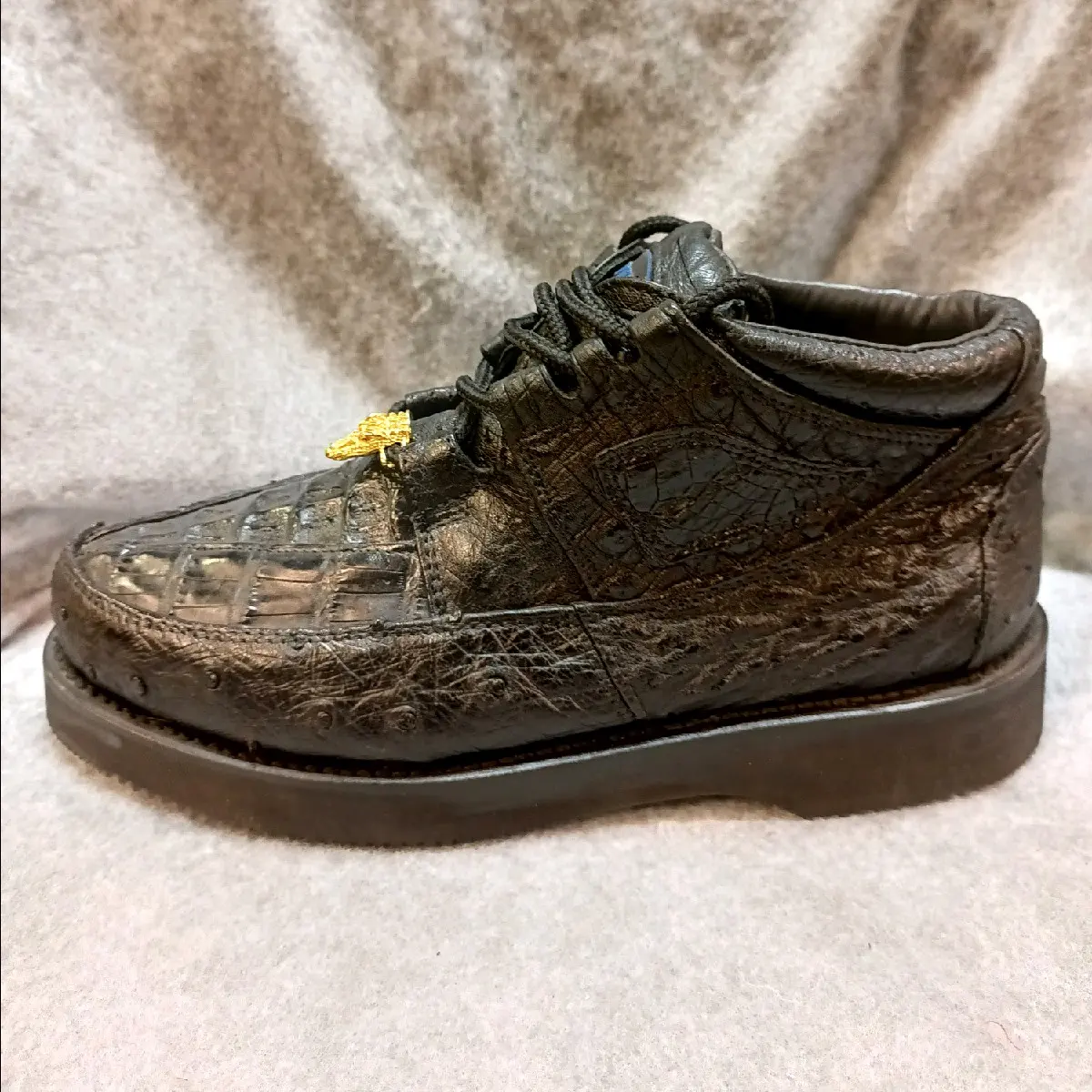 Wild West Boots Casual Shoes Caiman and Ostrich Black