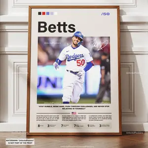 Mookie Betts Poster, Dodgers Baseball Print, Framed MLB Wall Art, Baseball Sports Decor, Betts Dodgers Artwork, Baseball Legend, Icon Player