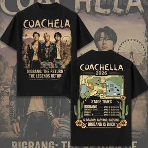 Vintage BIGBANG Coachella 2026 T-Shirt - G-Dragon Taeyang Daesung Reunion Concert Merch - Oversized Graphic Tee for Kpop Fans, Oversize Shirt, Vintage Outfit, y2k Styles E1Z