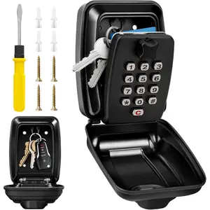 Key Lock Box Wall Mounted Key Storage Box  12 Digit Combination  Lock Box Large Capacity Resettable Code Key Safe with Weatherproof Cover for  Garage Office School