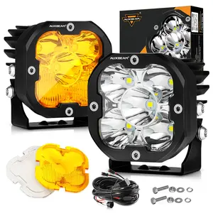 AUXBEAM XP-Ultra Series 3" 80W Cube LED Pods White Spot Beam & Amber spod flood Combo Beam Replaceable Light Covers 9600LM Offroad Ditch Lights Driving Light Bar Cubes