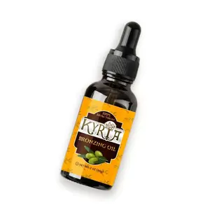 100% Extra Virgin Kyria Bronzing Oil - 100% Extra Virgin Olive Oil Infused with Carrot & Coconut Oils for a Natural Tan Glow - Nut Free Formula - 2 oz Bottle