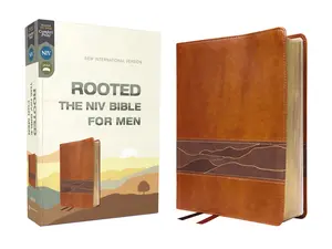 Rooted: The NIV Bible for Men, Leathersoft, Brown, Comfort Print -- Livingstone Corporation - Bible