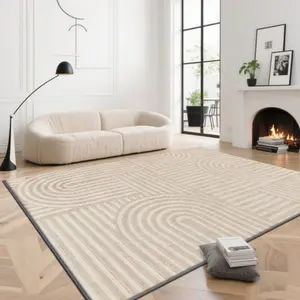 Velvet + Soft and Comfortable Minimalist Style Line Geometry-Themed Pattern Printed Carpet, Home Decoration Carpet, Living Room Large Carpet Sofa Cushion Door Mat Coffee Table Mat Bedroom Carpet Bedside Rug