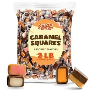 Caramel Cubes Mix - 2-Pound Bulk Pack (About 150 Count) - Assorted Flavors Soft Filled Candy, Individually Wrapped