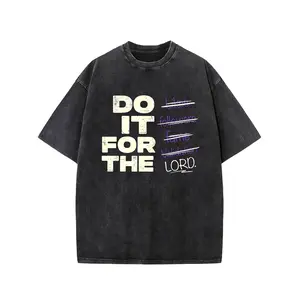 Men's Vintage Washed Cotton T-Shirt with Inspirational 'for the Master' Print - Relaxed Drop Shoulder Streetwear Crew Neck Tee, Soft Casual Shirt for Casual Attire & All-Season
