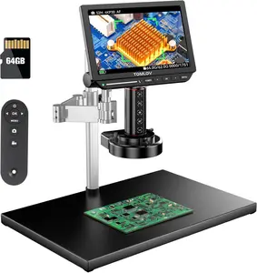 TOMLOV 4K Autofocus Microscope TM4K-AF Max, 10.1" Big Screen HDMI Digital Microscope Scope with Spin Flex Arm, Micro Soldering Microscope for Electronics Repair, 52MP Error Coin Microscope Full View, Ring Light, 64G Microsoldering Circuit Board