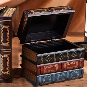 Retro storage props, fake books, office desktop decoration ornaments, model room simulation books, wooden storage boxes