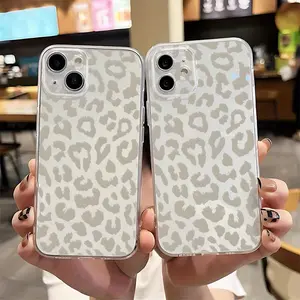 Clear White Leopard Print Design UV Printed Phone Case Compatible with for iphone 17, 16 Plus, 16 Pro, 13 Pro Max, 11 Pro Max,