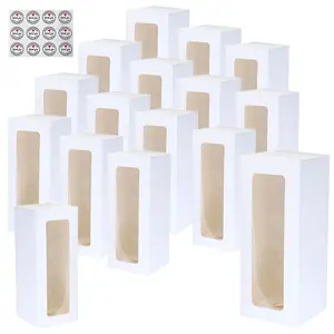 White Bakery Boxes with Window, 8.7'x3.15'x3.15' Strawberry Boxes for Cookies, Treats, Pastry, Breakable Heart, Donuts, Muffins