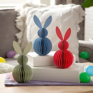 Pastel Easter Honeycomb Bunny Centerpiece Set - 2" x 8 1/2", 3 Pcs