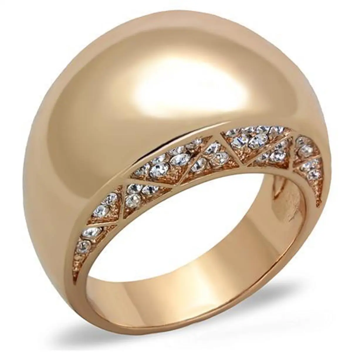 212 MAIN Women's Size 8 Rose Gold Ion-Plated Stainless Steel Ring - Adorned with Top Grade Crystal, Enhances Natural Beauty